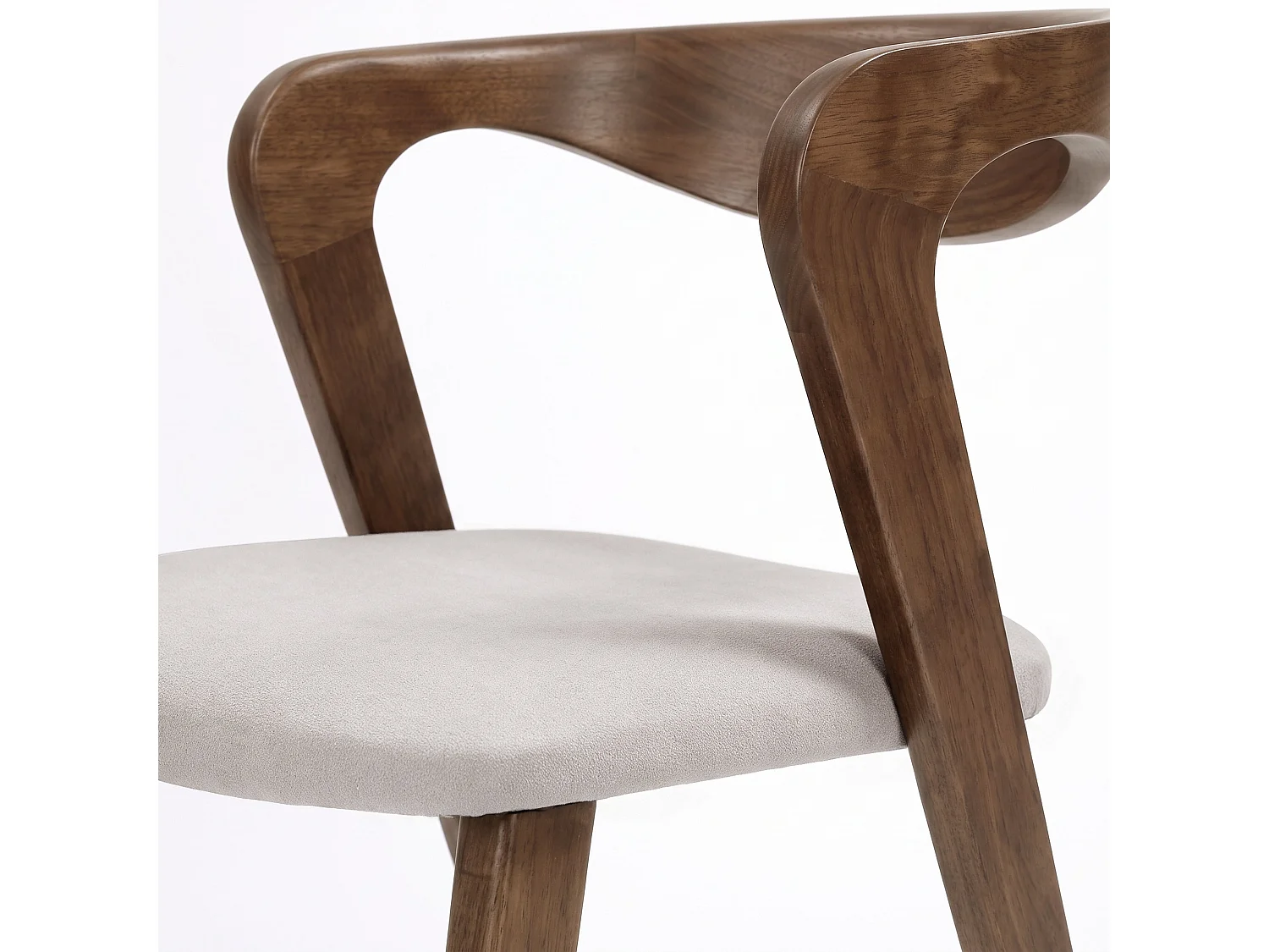 Silla de madera de caucho marrón y tela beige - Vega