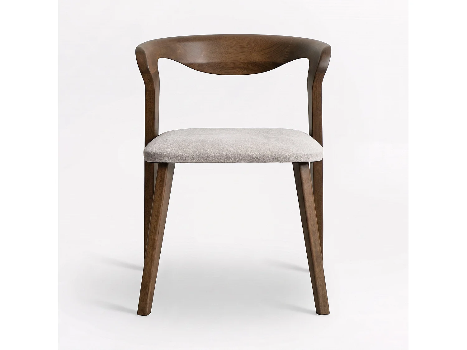 Silla de madera de caucho marrón y tela beige - Vega