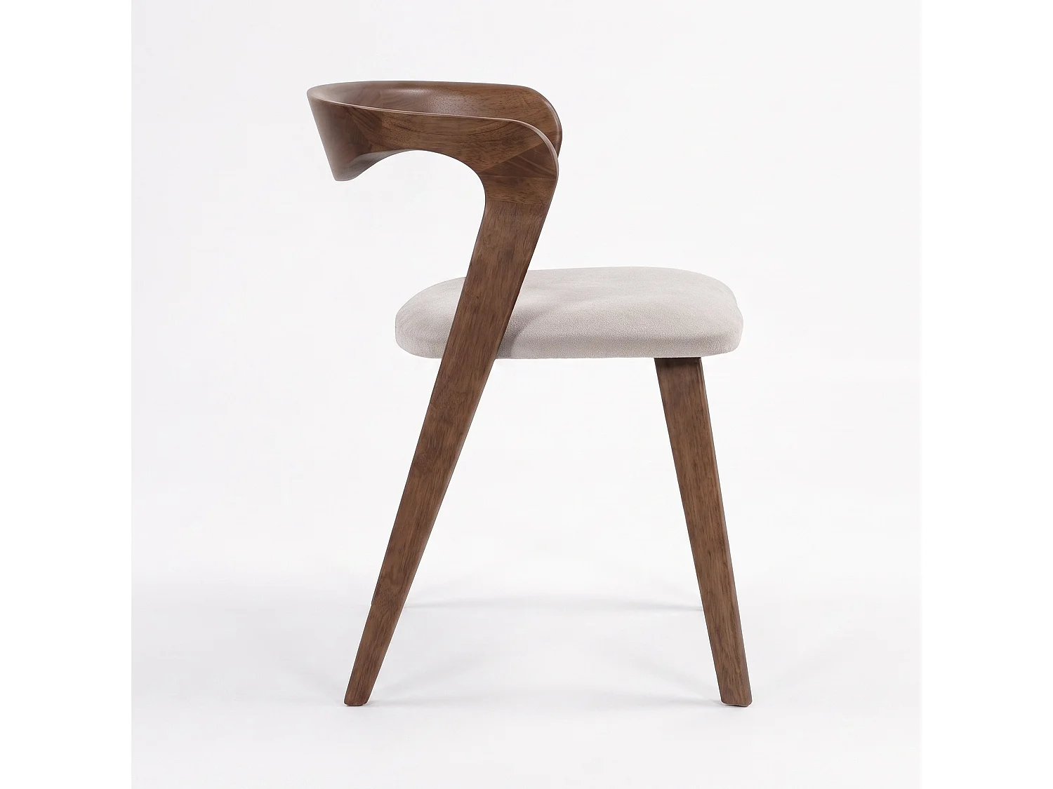 Silla de madera de caucho marrón y tela beige - Vega