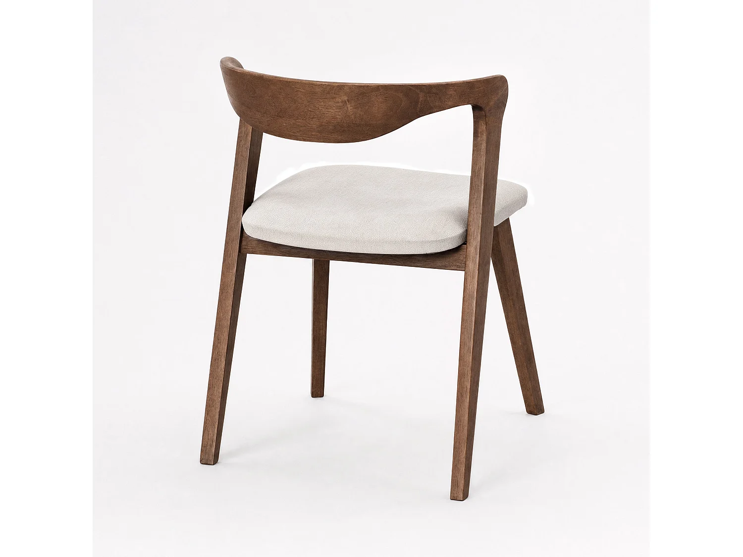 Silla de madera de caucho marrón y tela beige - Vega