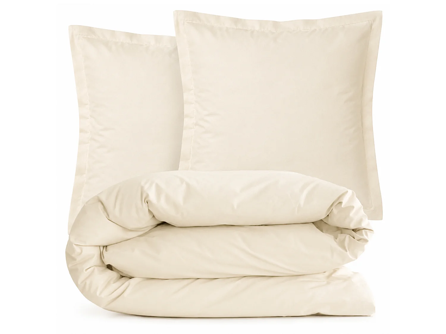 Parure de lit 3 pièces coton uni 57 fils ALTO 260x240 taies 65x65 ivoire Crème