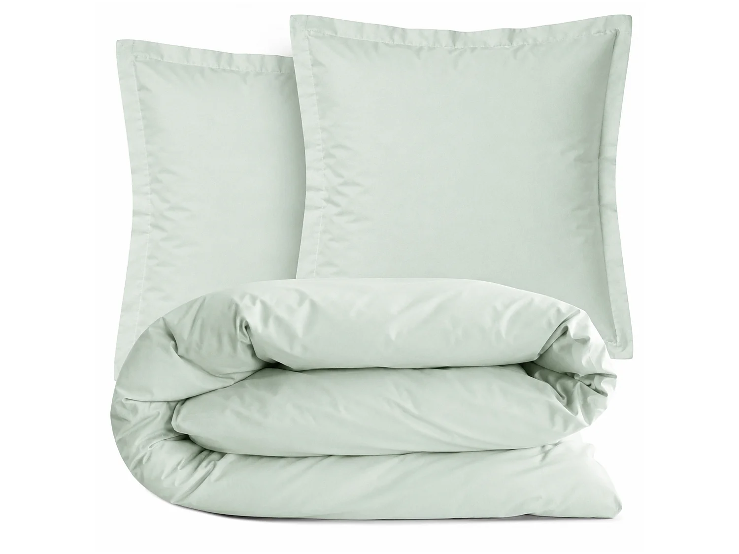 Parure de lit 3 pièces coton uni 57 fils ALTO 240x220 taies 65x65 vert Fleur d'amandier
