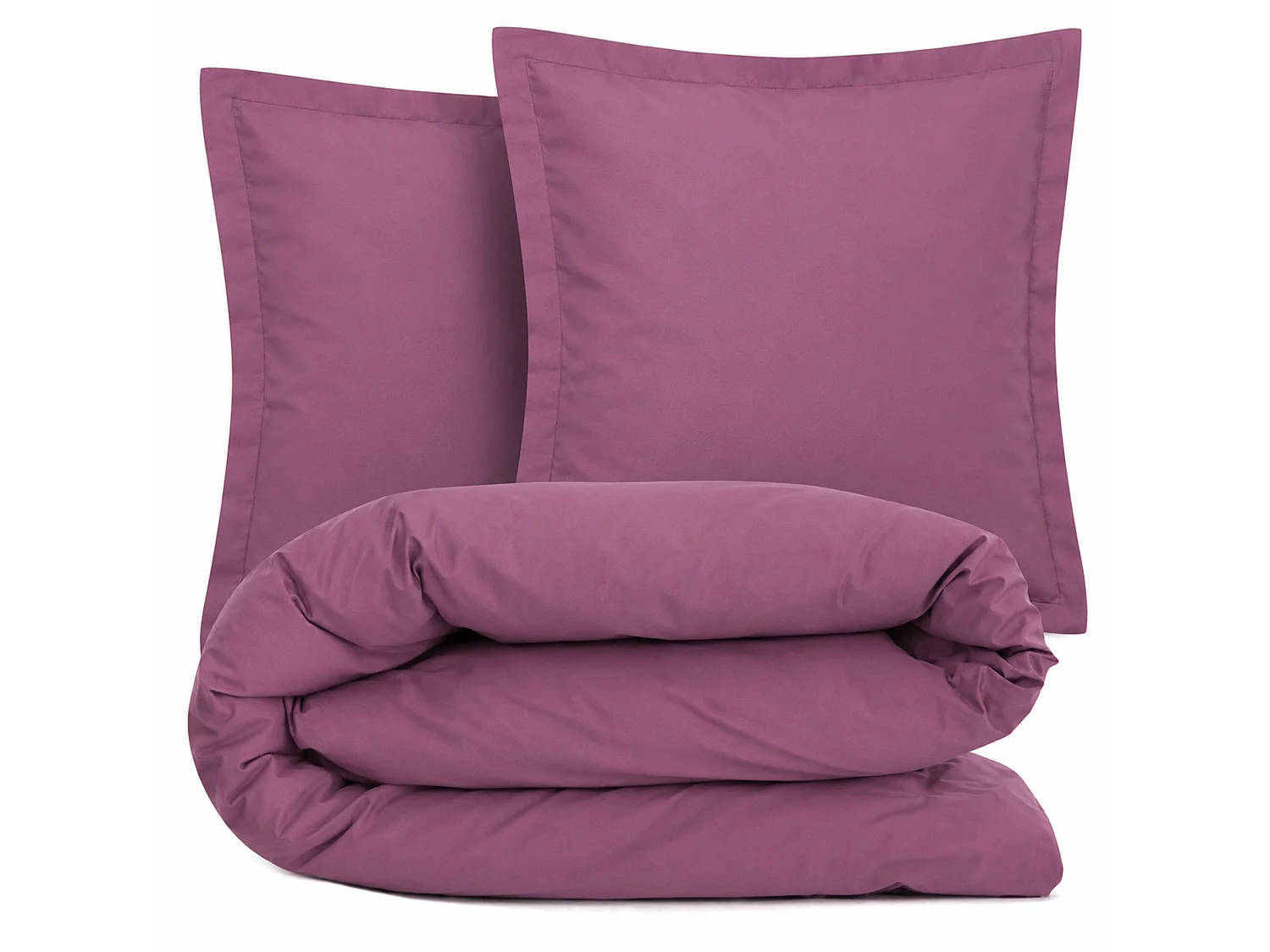Parure de lit 3 pièces coton uni 57 fils ALTO 300x240 taies 65x65 violet Raisin
