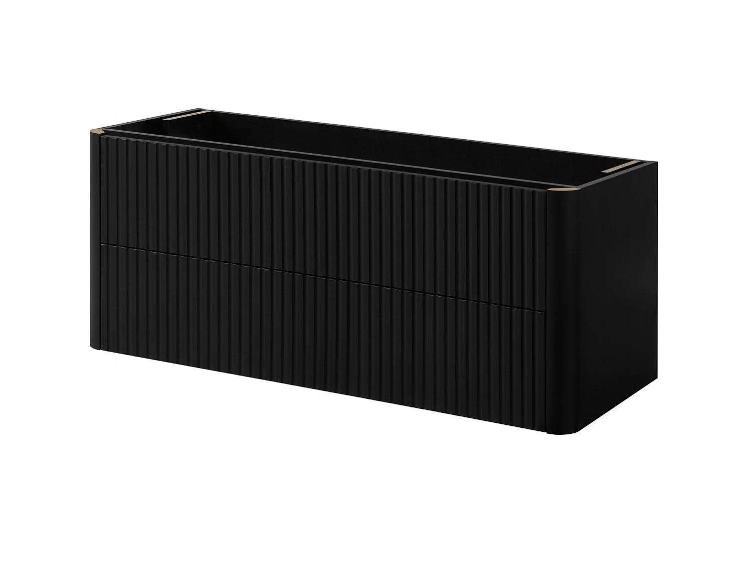 Wastafelmeubel 120cm - Hangend - Geribbeld Zwart - zonder blad – RODAN