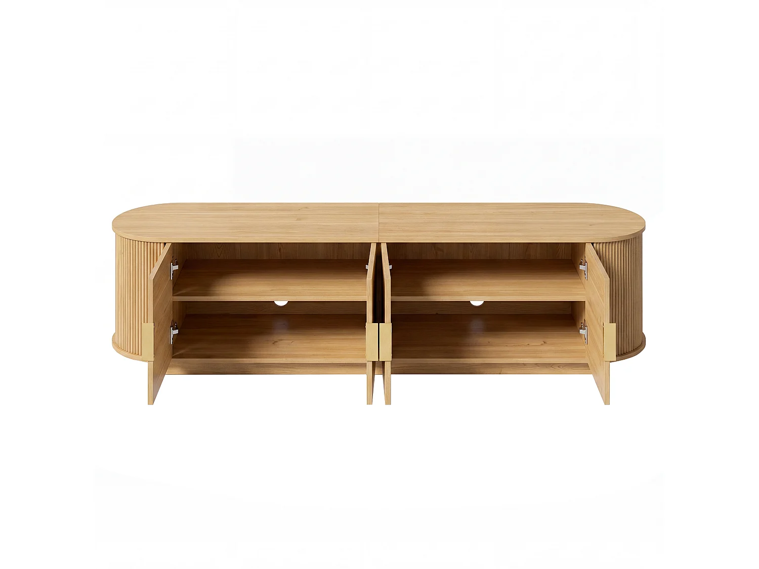 TV-bord med 4 døre og rigelig opbevaringsplads – 180 x 35 x 50 cm – Spånplade og MDF – Natur