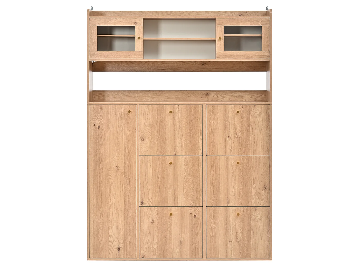 Meuble à chaussures avec LED et 6 portes abattantes - Naturel clair 130 x 25 x 180 cm