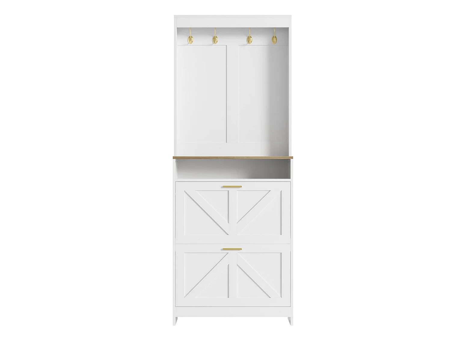 Meuble à chaussures étroit avec éclairage LED et 2 abattants – Blanc 70 x 24 x 180 cm