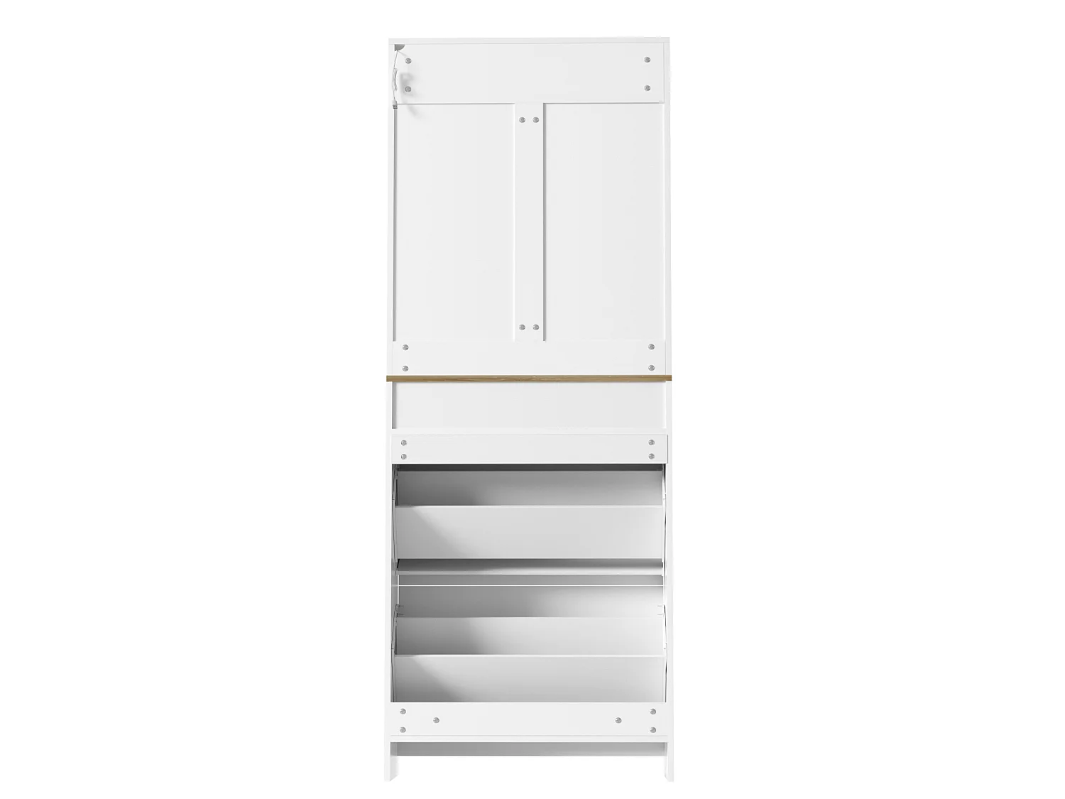 Meuble à chaussures étroit avec éclairage LED et 2 abattants – Blanc 70 x 24 x 180 cm