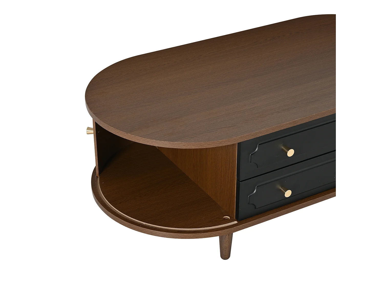 Coffee table 100x50x36 cm - with 2 drawers and 2 sliding doors - Brown + Black