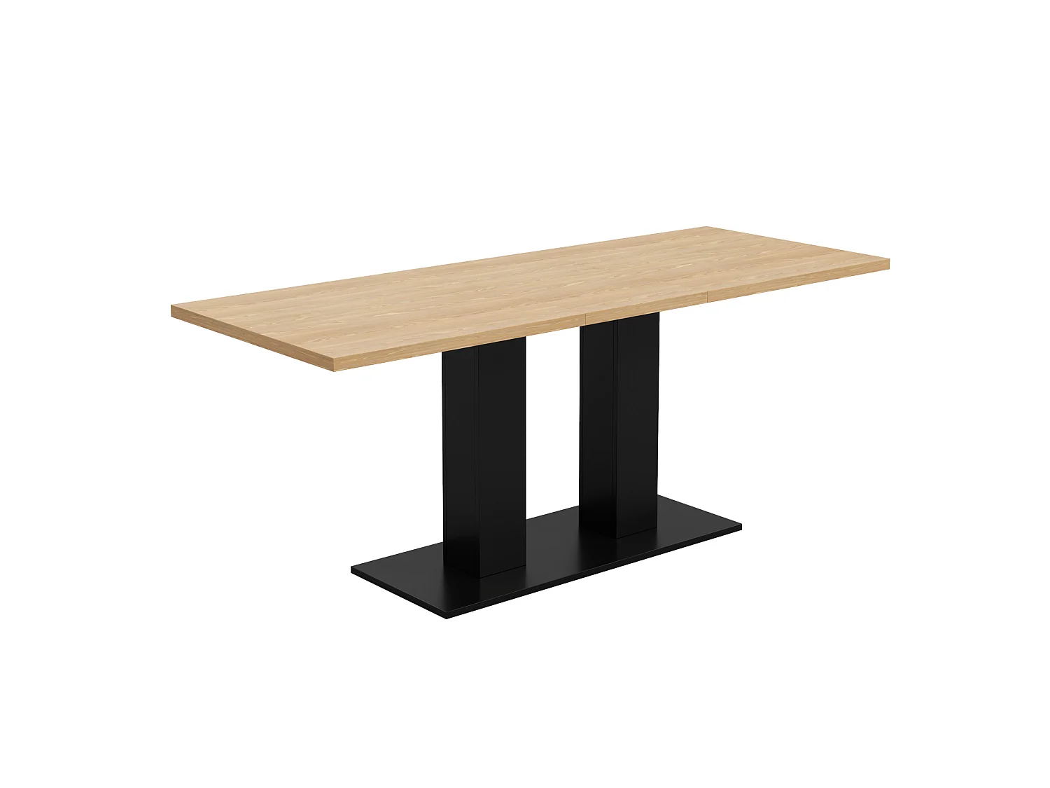 Table à manger extensible 140/180 x 70 cm avec plateau épais - Bois naturel et noir