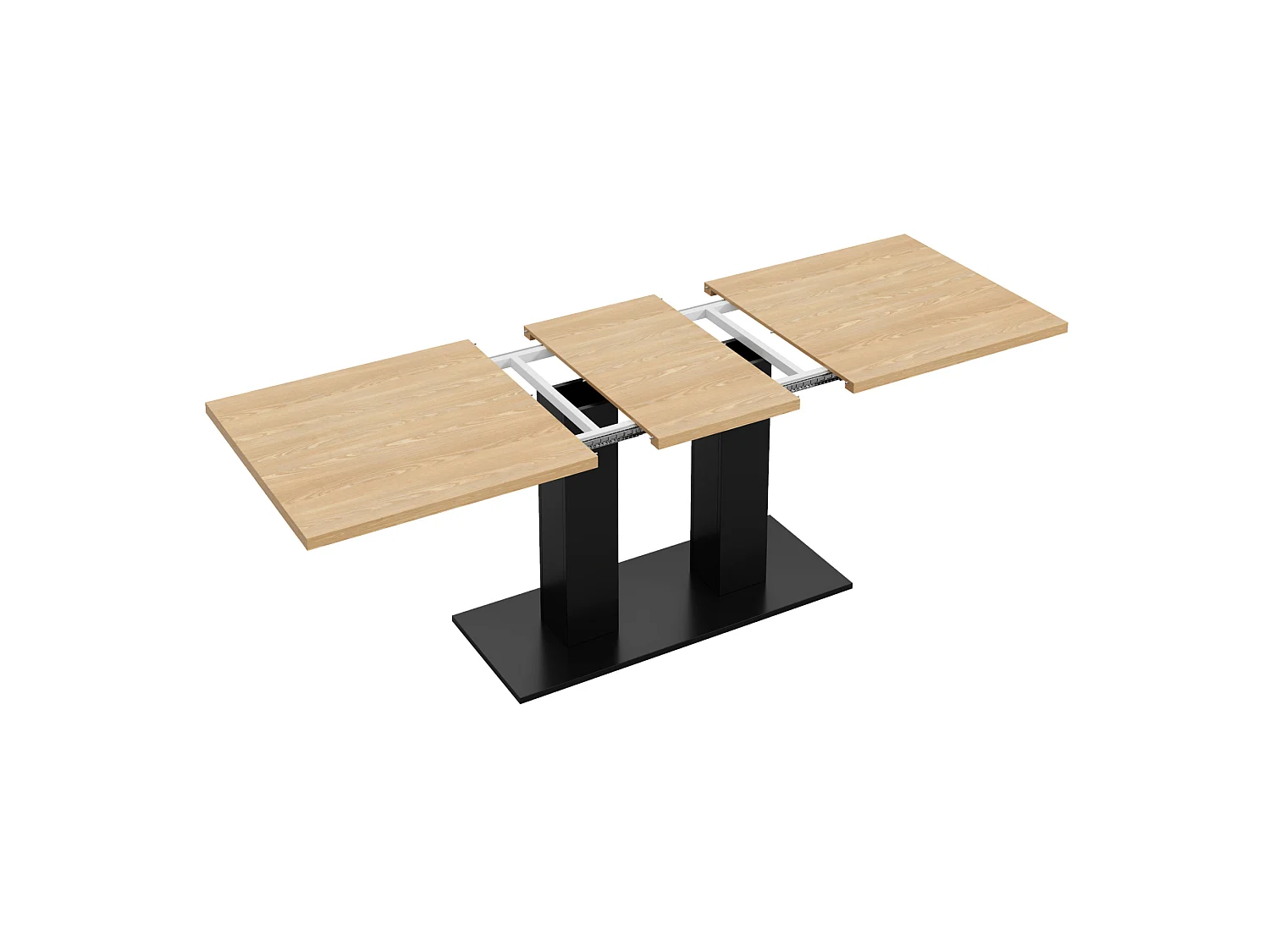 Table à manger extensible 140/180 x 70 cm avec plateau épais - Bois naturel et noir