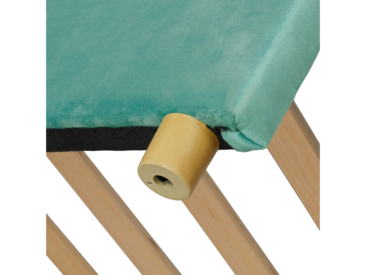 Lit enfant 90x200 cm en velours avec toboggan et LED - Bleu canard