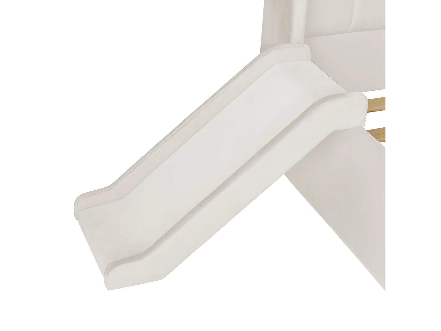 Lit enfant 90x200 cm en velours avec toboggan et LED - Beige