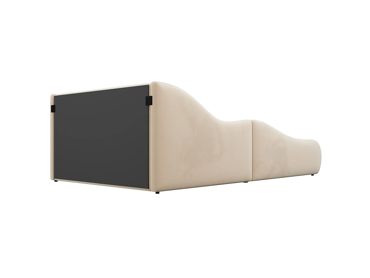Lit adulte 140x200 cm en velours avec haute tête de lit - Beige