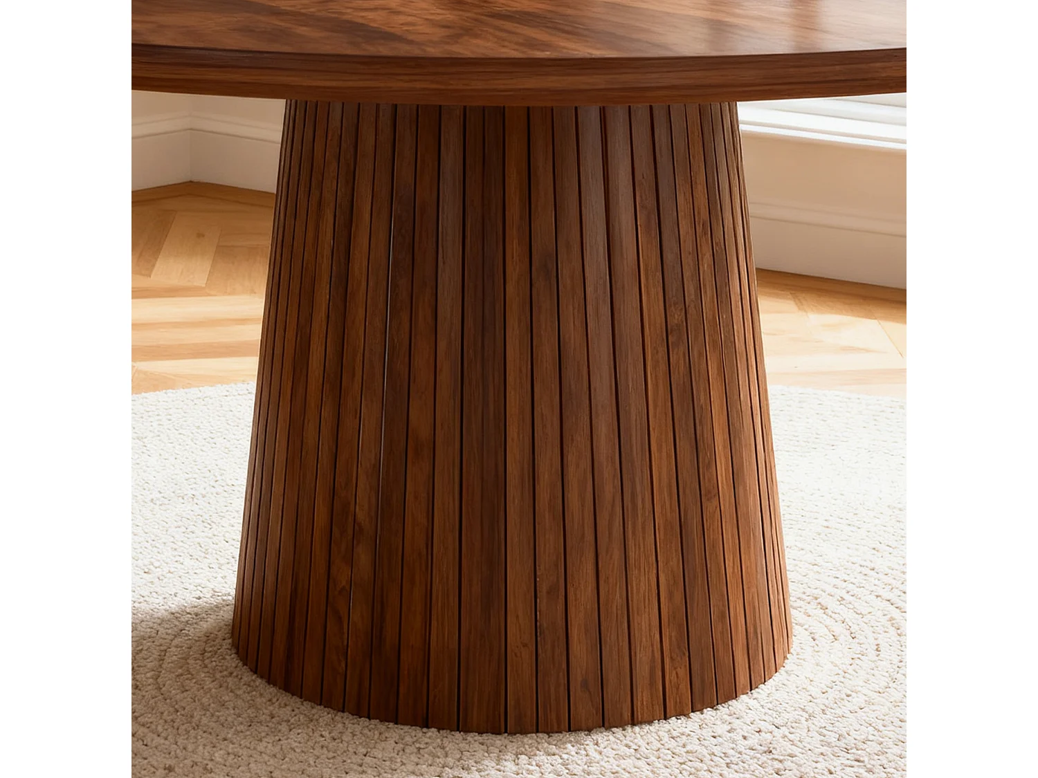 Table à manger ronde 110 cm composé de 2 demi-cercles - Marron