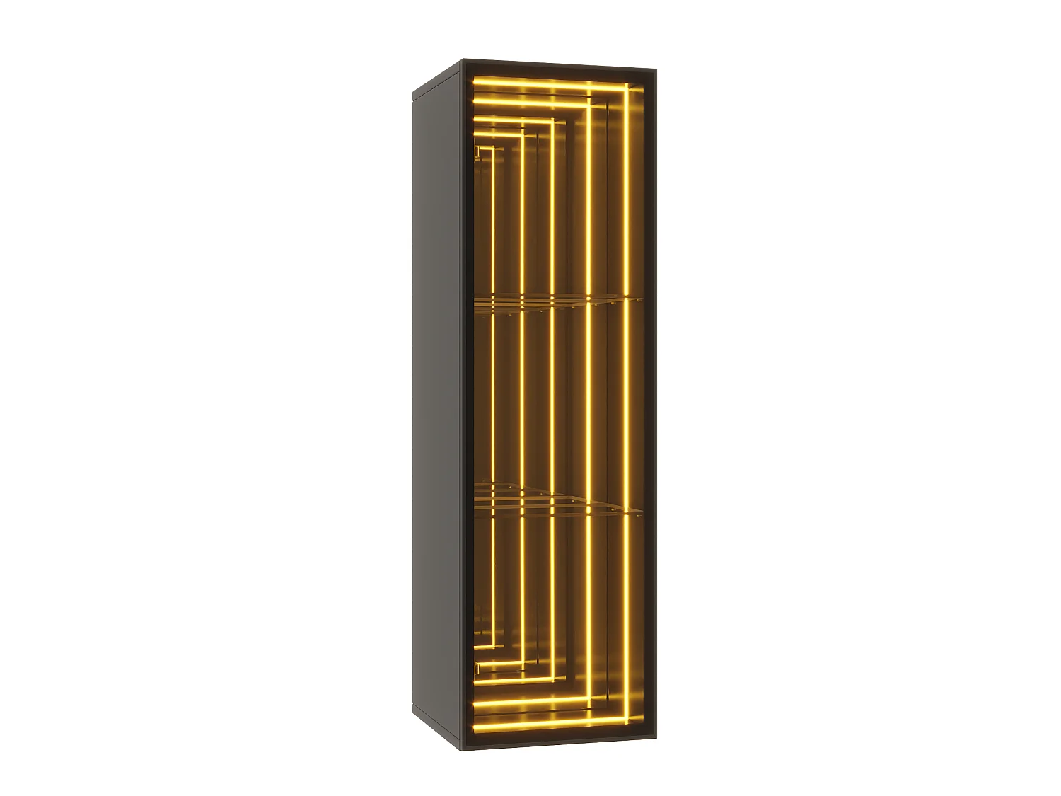 Vitrine mit 1 Tür – umlaufende LED-Beleuchtung – 30 x 30 x 90 cm – MDF, Glas und Aluminiumlegierung – Tür mit Soft-Close-Mechanismus – Schwarz