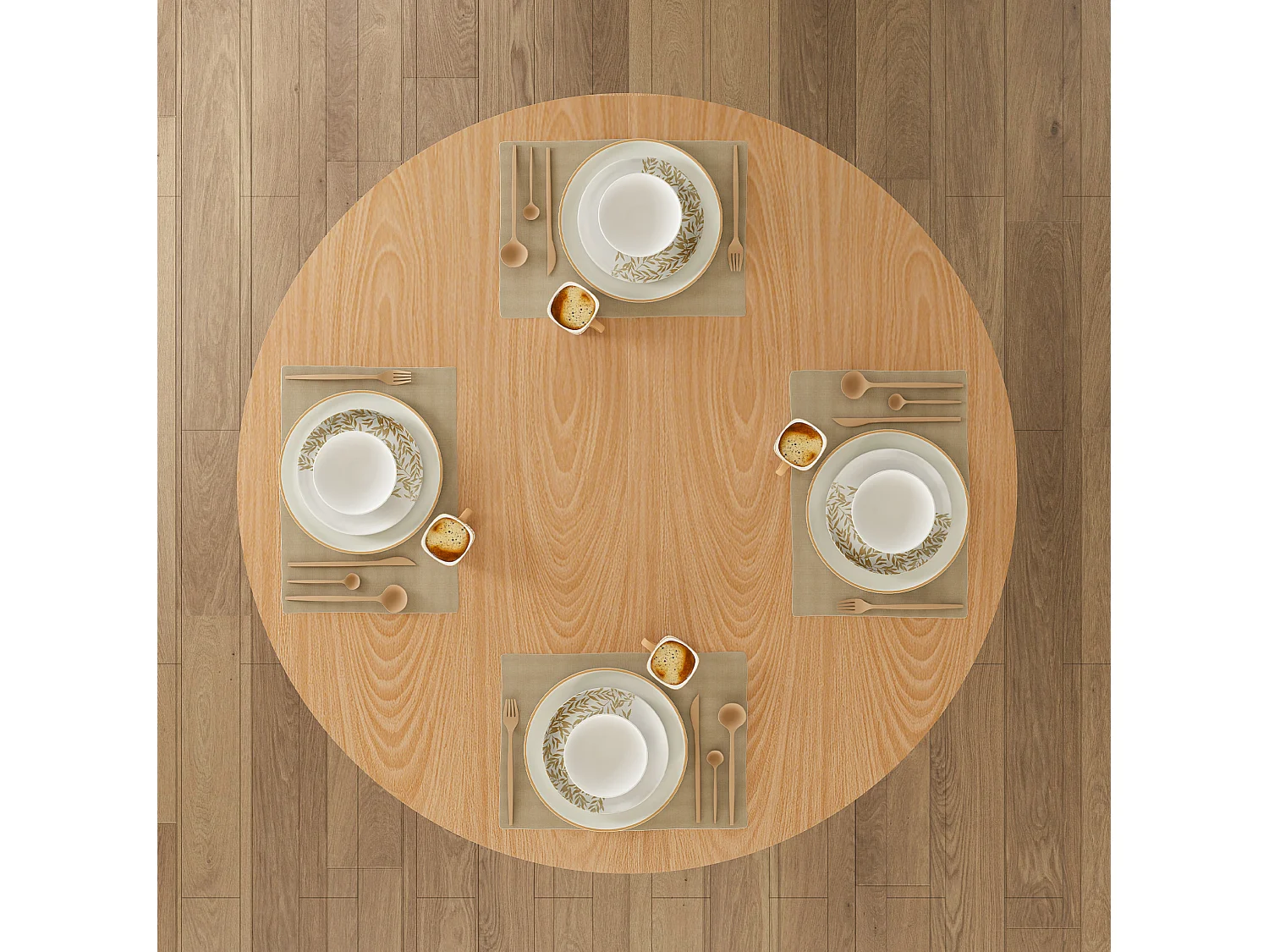 Table à manger ronde 110 cm composé de 2 demi-cercles - Naturel clair