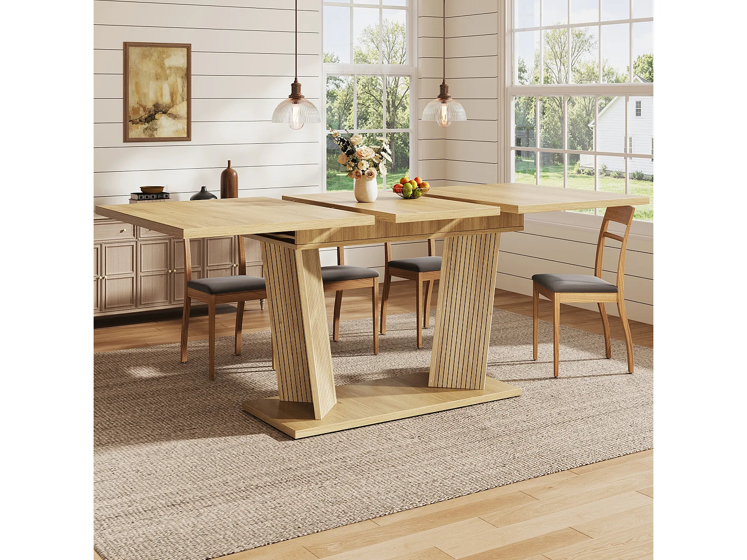 Table à manger extensible 120/160 x 80 cm - Table flexible - Naturel clair