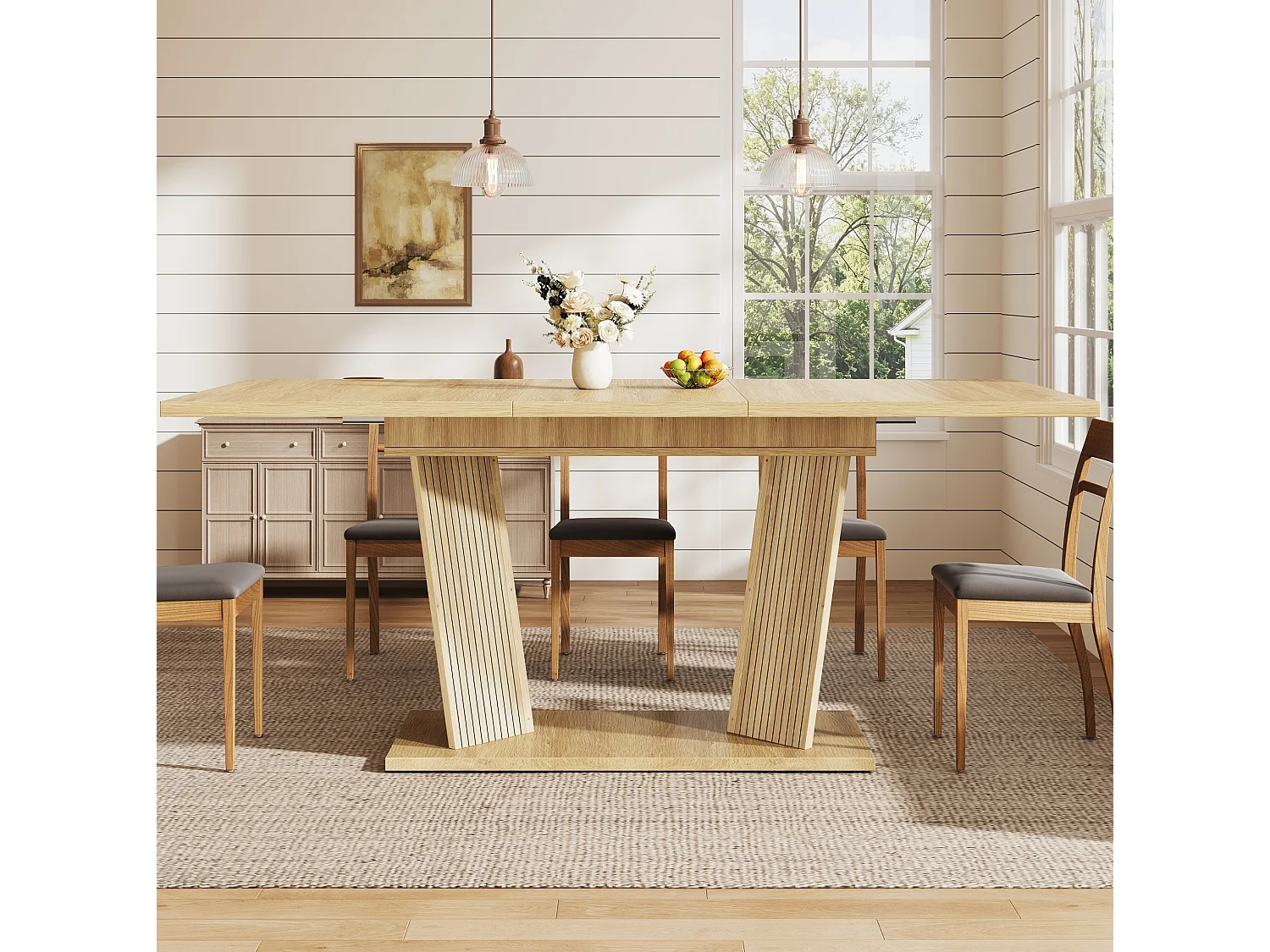 Table à manger extensible 120/160 x 80 cm - Table flexible - Naturel clair
