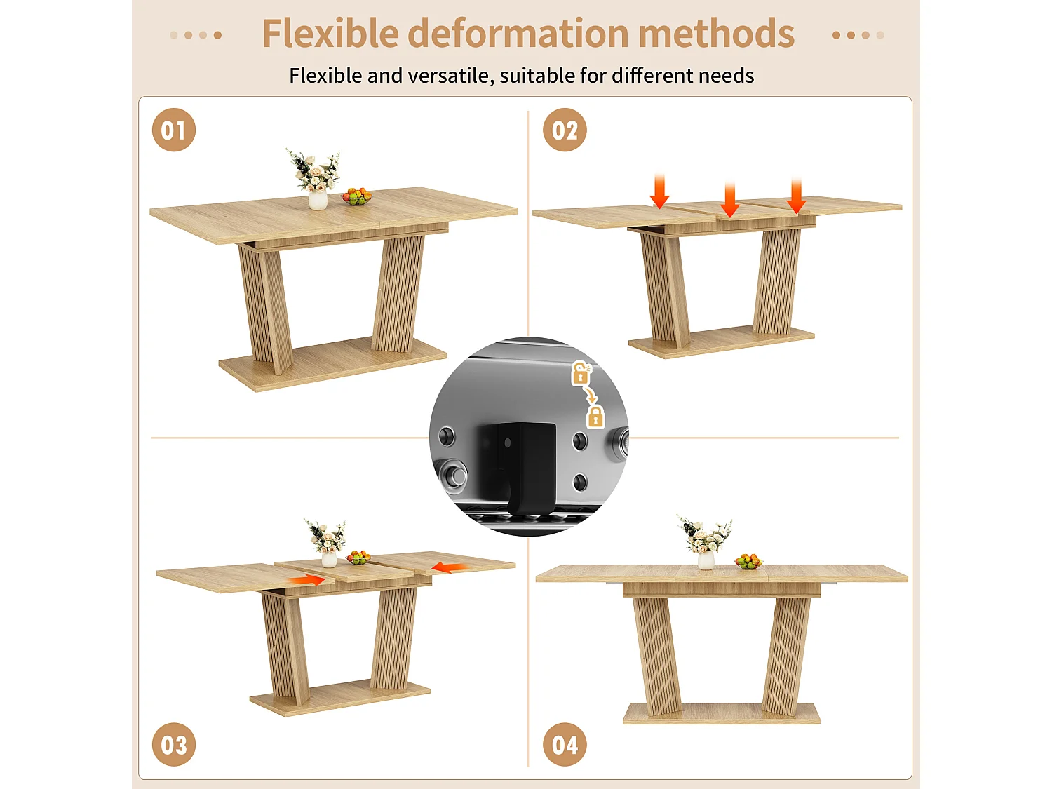 Table à manger extensible 120/160 x 80 cm - Table flexible - Naturel clair