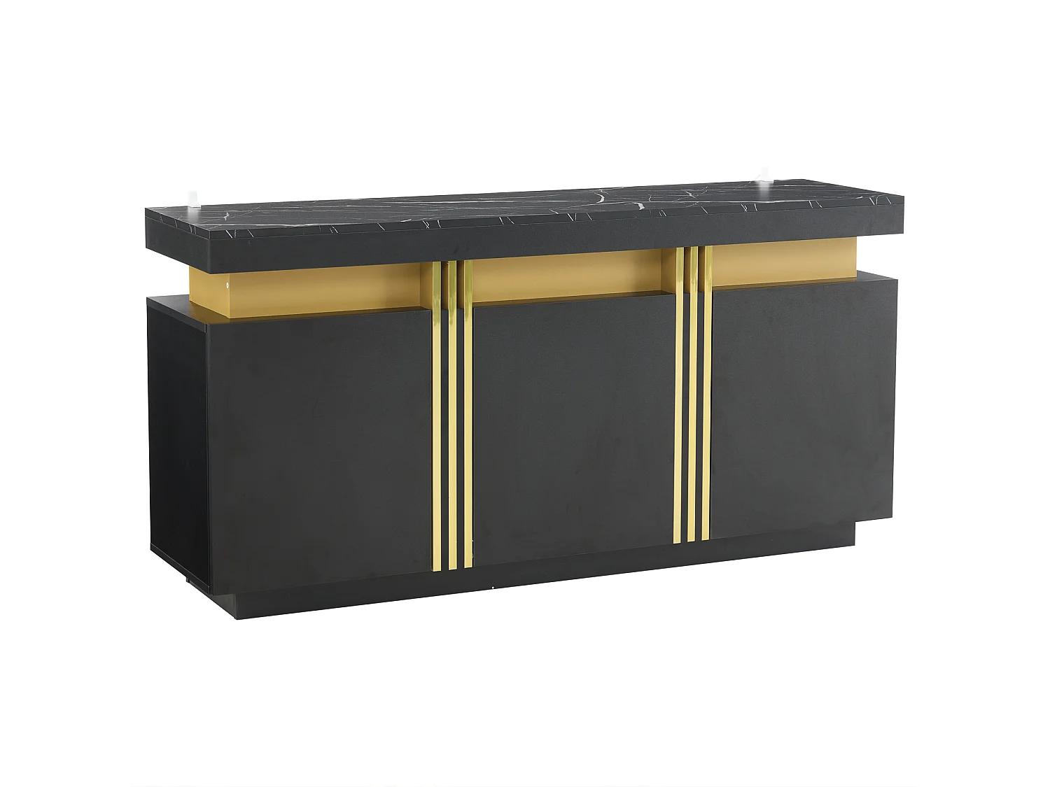 Modern sideboard 140x38x70cm - 3 doors - Adjustable shelves - Black