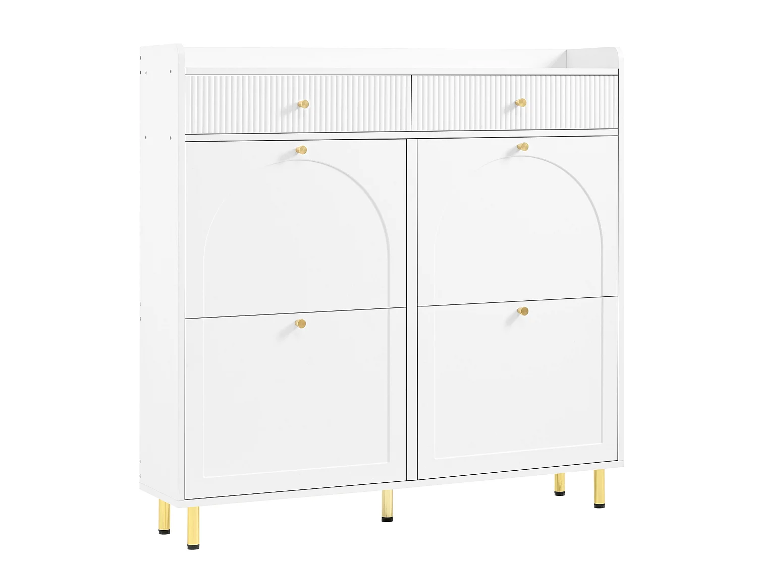 Meuble à chaussures avec 4 portes rabattables et 2 tiroirs - Blanc