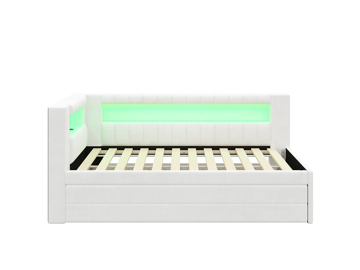 Lit enfant 90x200 cm avec lit gigogne 90 x 190 cm et ports USB, 3 tiroirs - Blanc