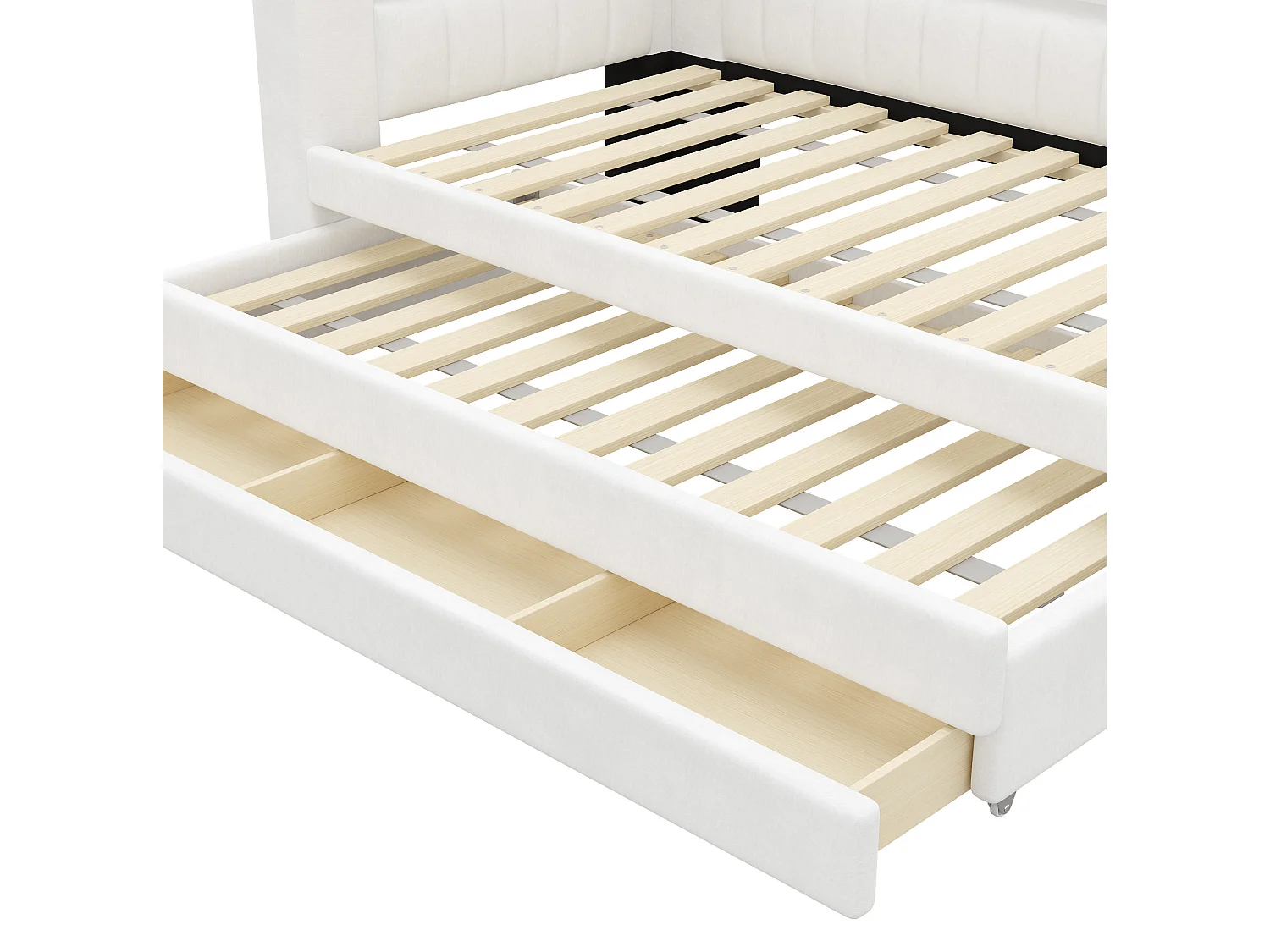 Lit enfant 90x200 cm avec lit gigogne 90 x 190 cm et ports USB, 3 tiroirs - Blanc