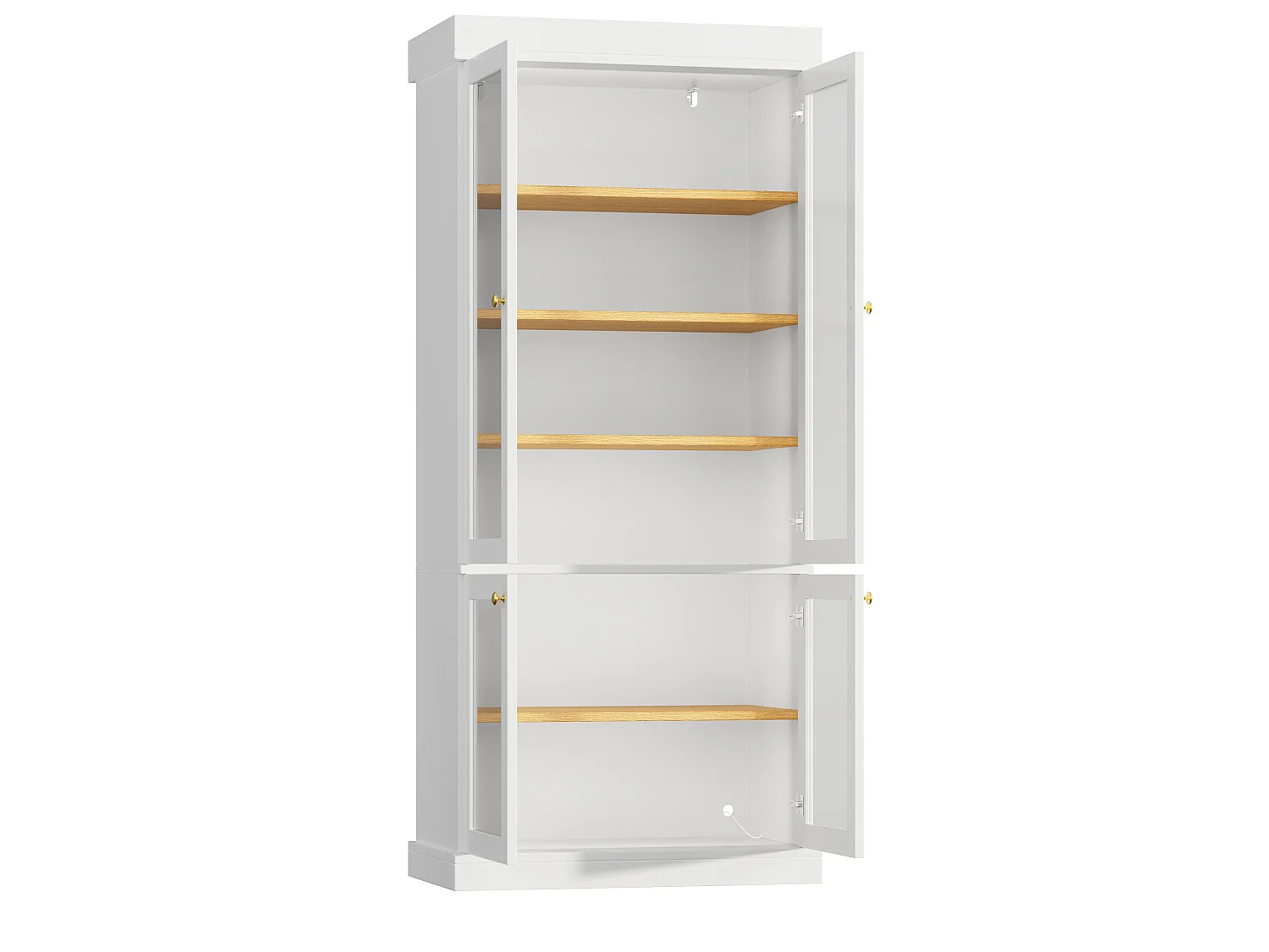 Set aus 2 LED-Vitrinen mit 8 Glastüren und Ablagefächern – MDF und Metall – 160 × 40 × 180 cm – Weiß