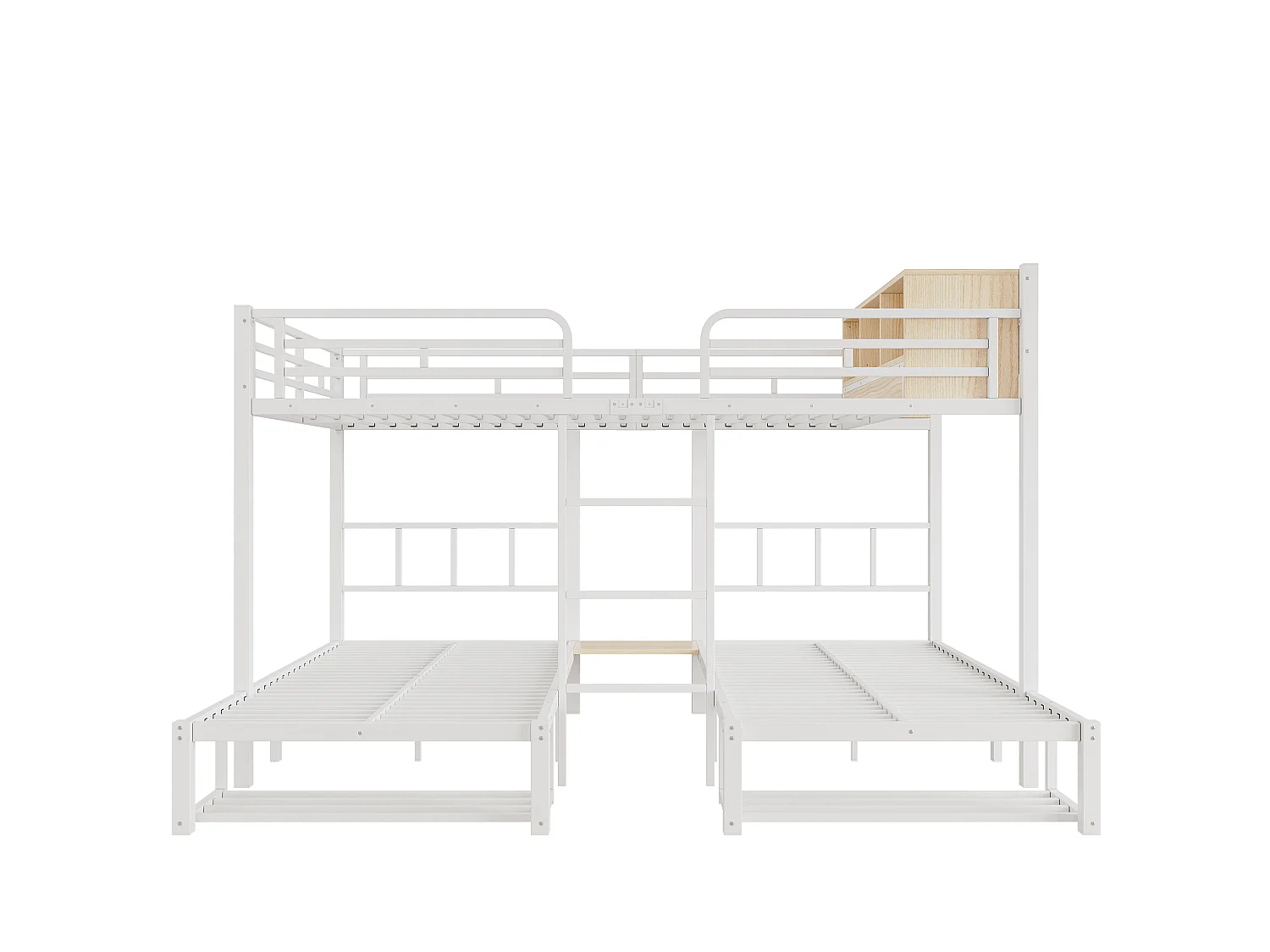 Lit superposé 140x200 et 90x200 cm avec 3 couchages - Blanc
