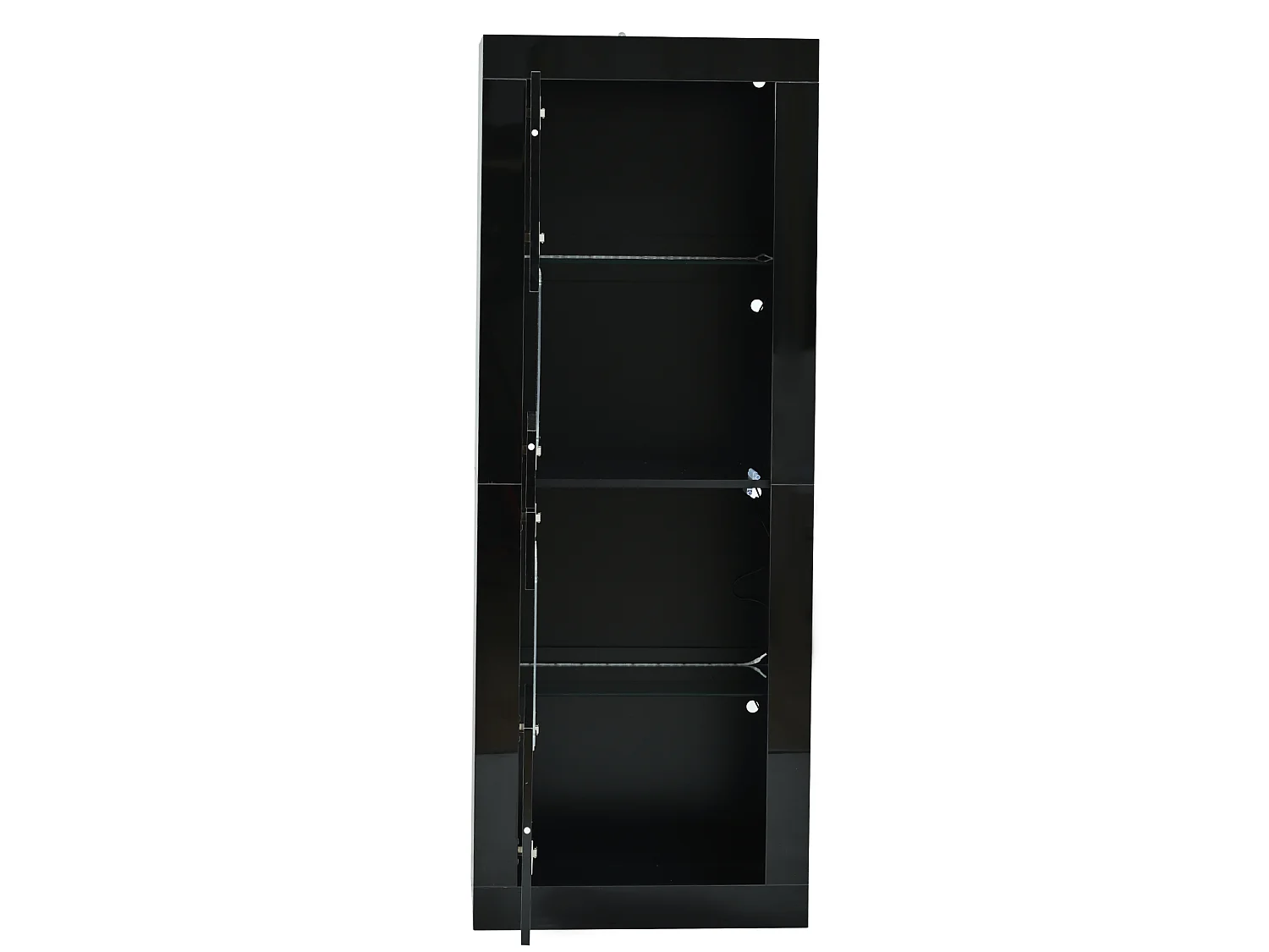 Vitrine mit 2 Acryltüren, verstellbaren Glasböden und LED-Beleuchtung – Spanplatte – 61 × 42 × 162 cm – Schwarz