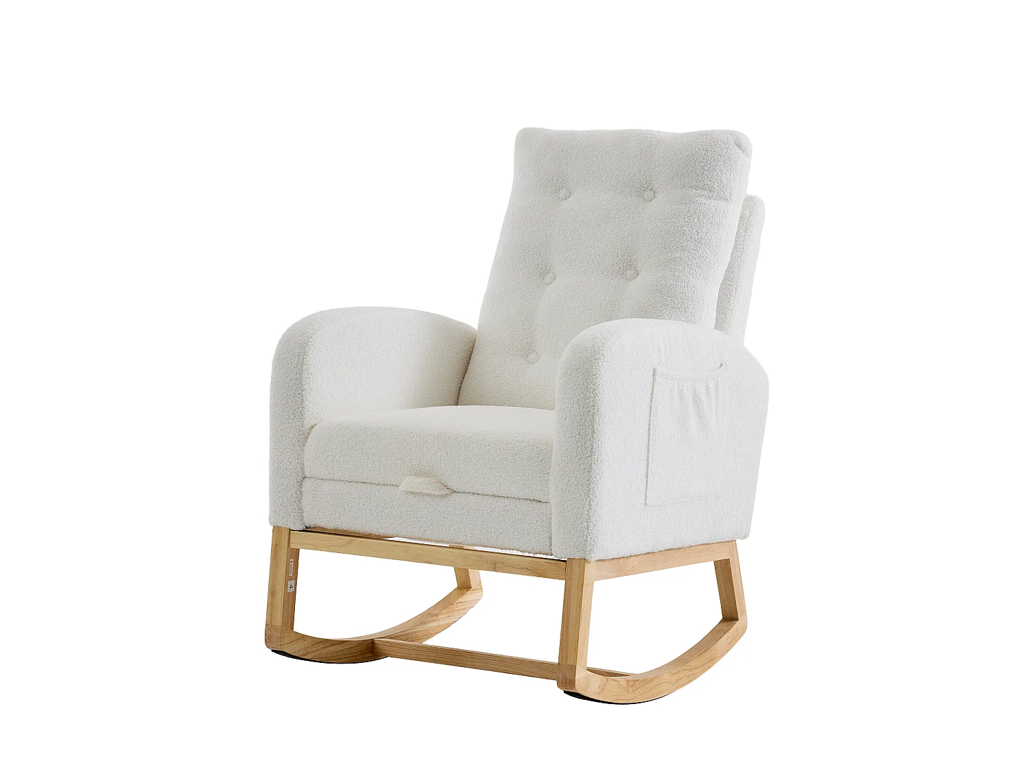 Rocking armchair in soft plush fabric - adjustable footrest and side pockets - USB port - 66,5x121,5x102 cm - white