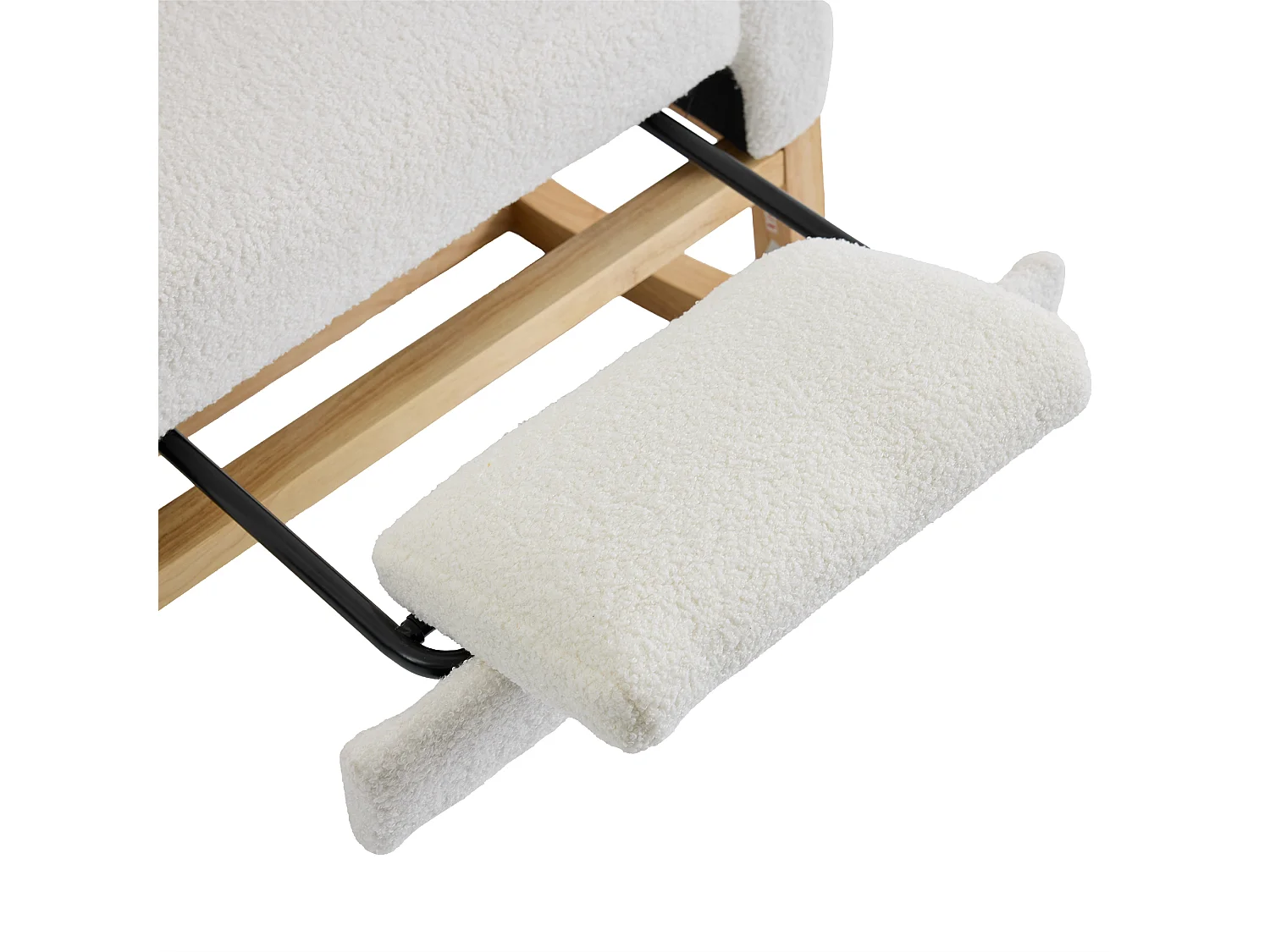 Rocking armchair in soft plush fabric - adjustable footrest and side pockets - USB port - 66,5x121,5x102 cm - white