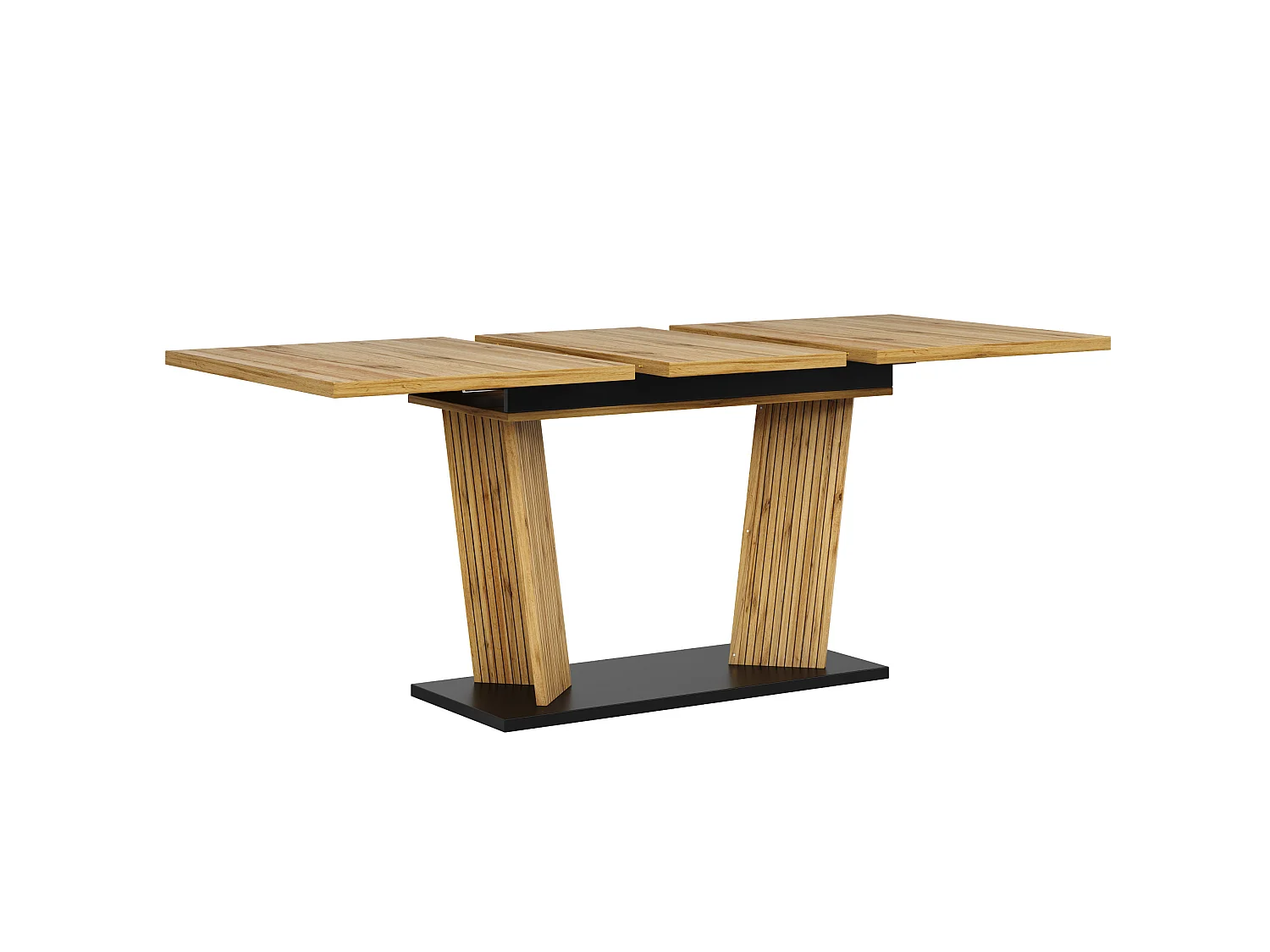 Table à manger extensible 120/160 x 80 cm - Table flexible - Naturel foncé et noir