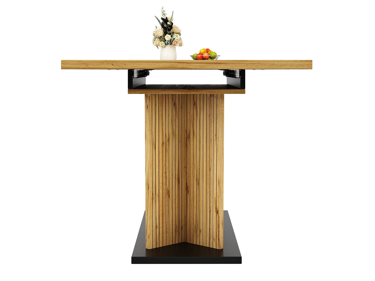 Table à manger extensible 120/160 x 80 cm - Table flexible - Naturel foncé et noir