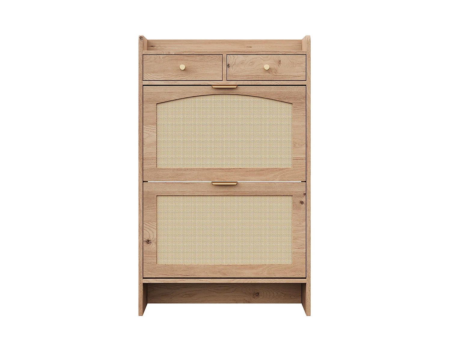 Meuble à chaussures avec 2 tiroirs et 2 portes abattantes - Naturel clair
