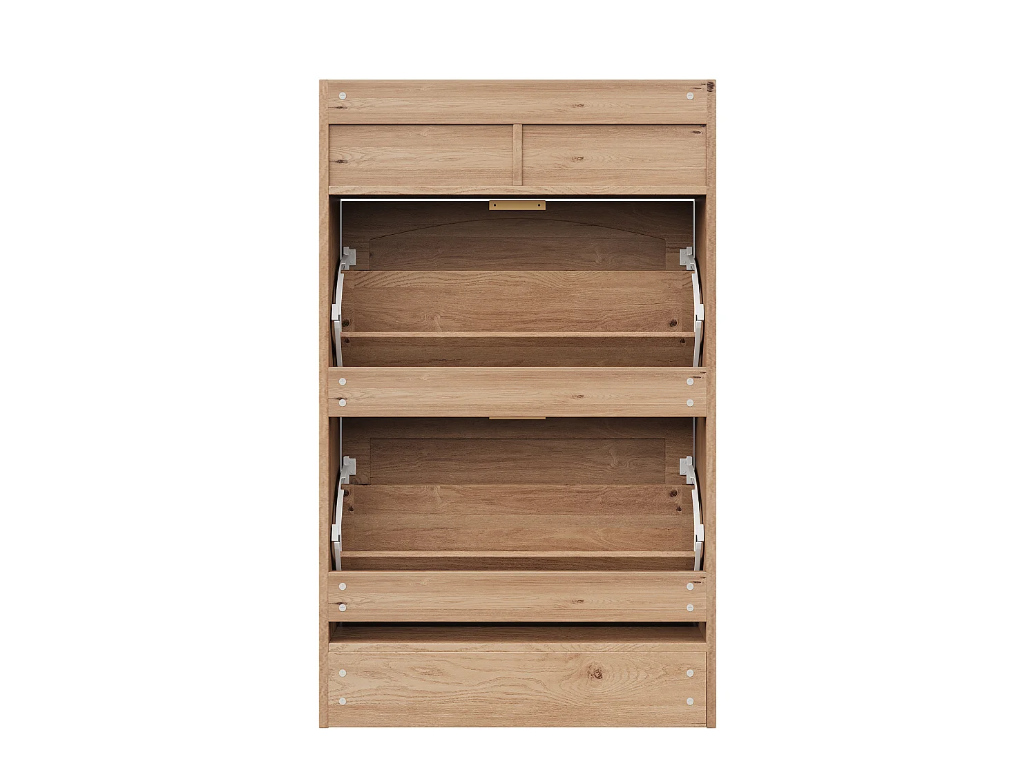 Meuble à chaussures avec 2 tiroirs et 2 portes abattantes - Naturel clair