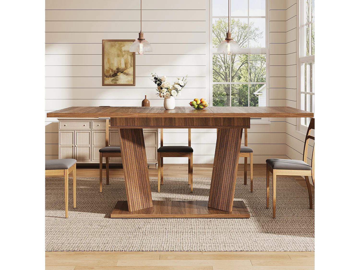 Table à manger extensible 120/160 x 80 cm - Table flexible - Marron foncé