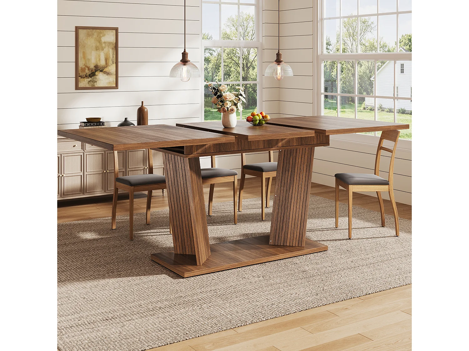 Table à manger extensible 120/160 x 80 cm - Table flexible - Marron foncé