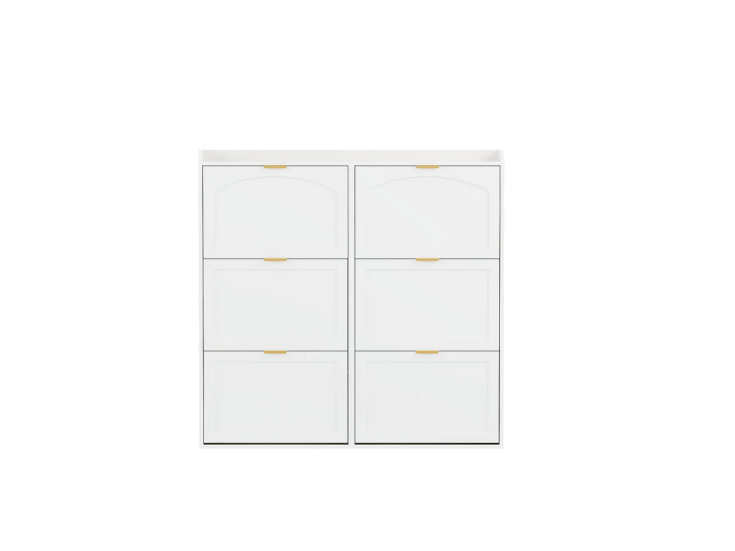 Meuble à chaussures avec 6 portes rabattables – Blanc 120 x 23 x 118 cm