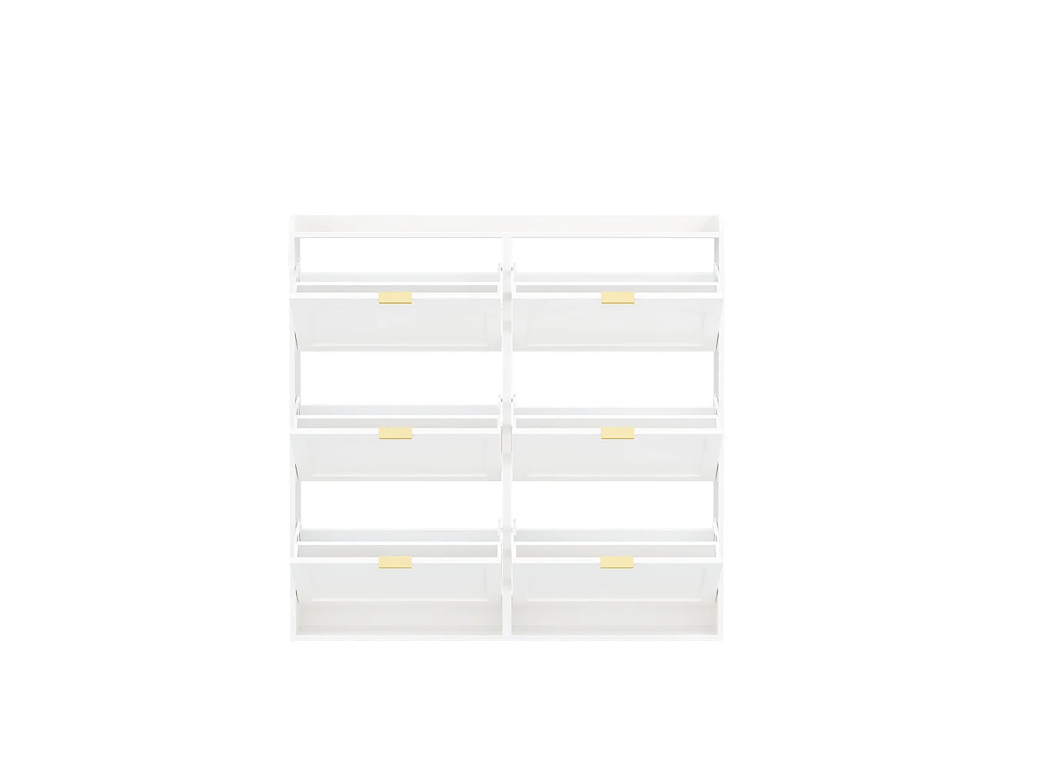Meuble à chaussures avec 6 portes rabattables – Blanc 120 x 23 x 118 cm