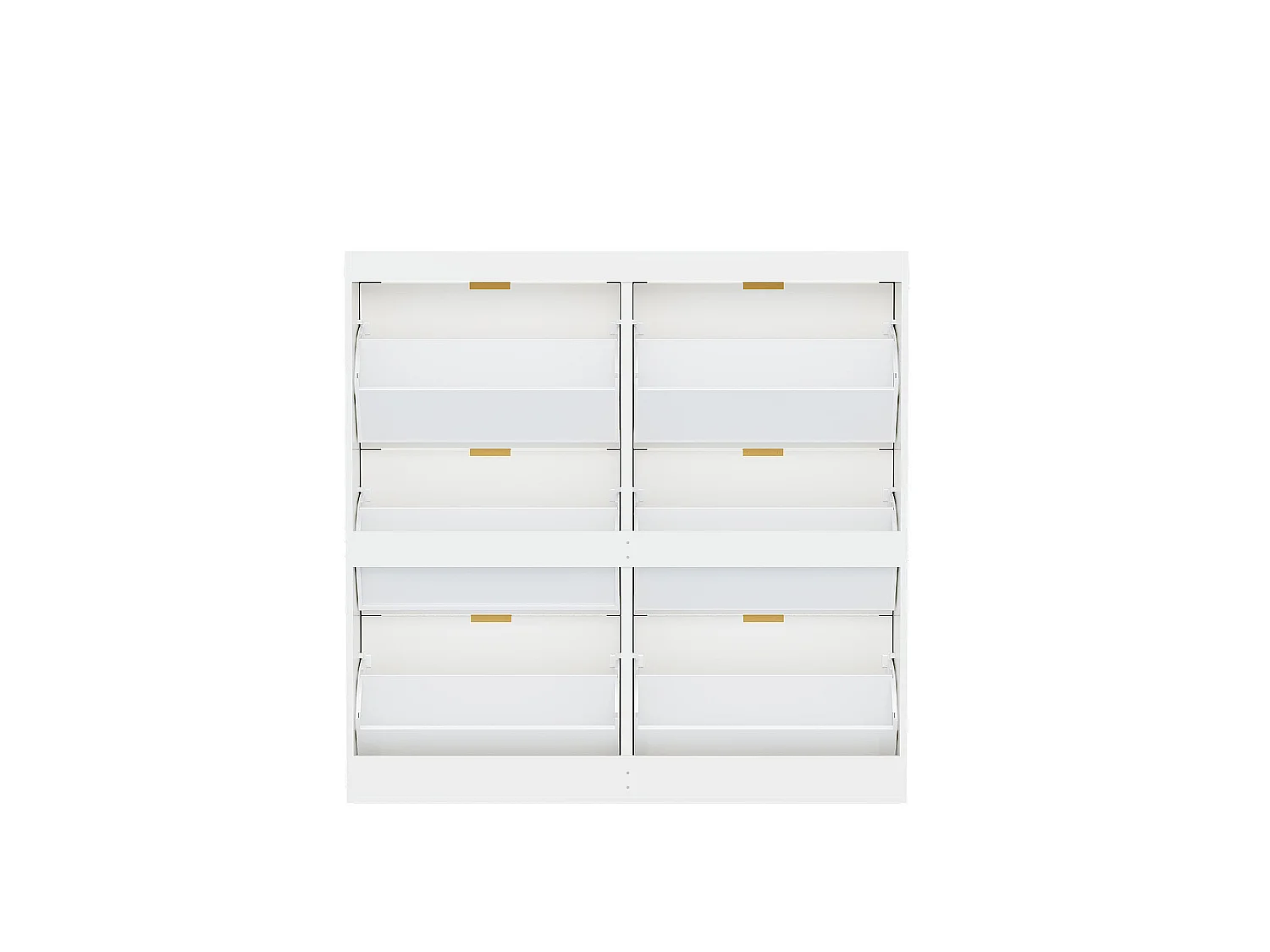 Meuble à chaussures avec 6 portes rabattables – Blanc 120 x 23 x 118 cm