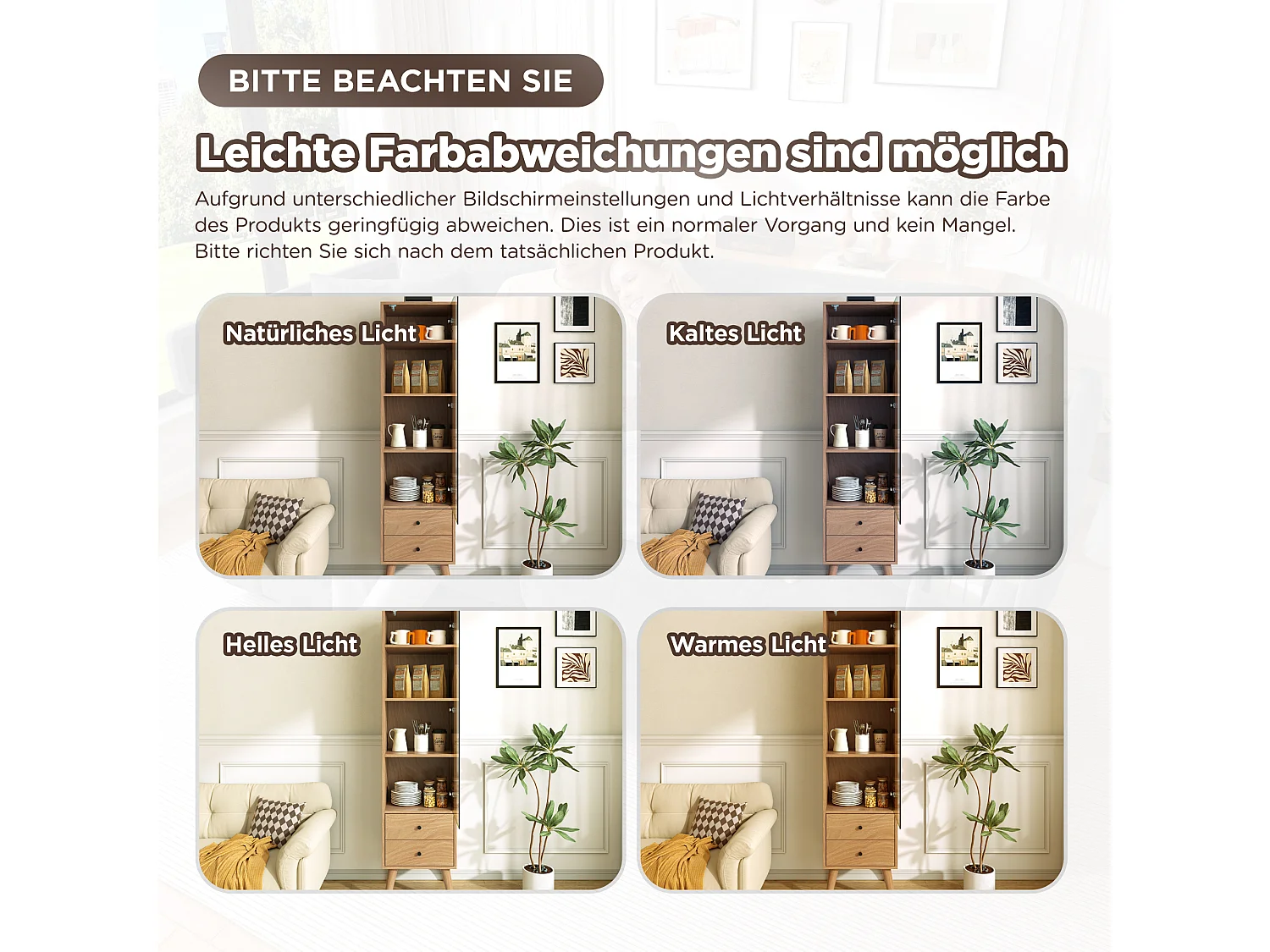 Hohe Vitrine mit einer Glastür und zwei Schubladen, verstellbare Einlegeböden – MDF – 39,8 × 35 × 160 cm – Natur