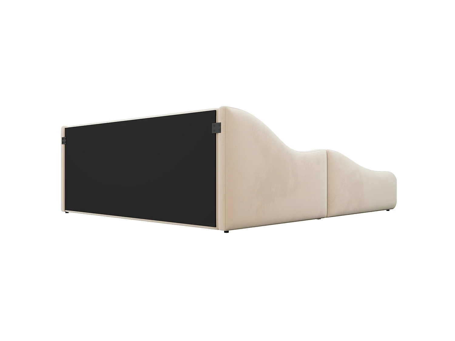 Lit enfant 90x200 cm en velours avec haute tête de lit - Beige