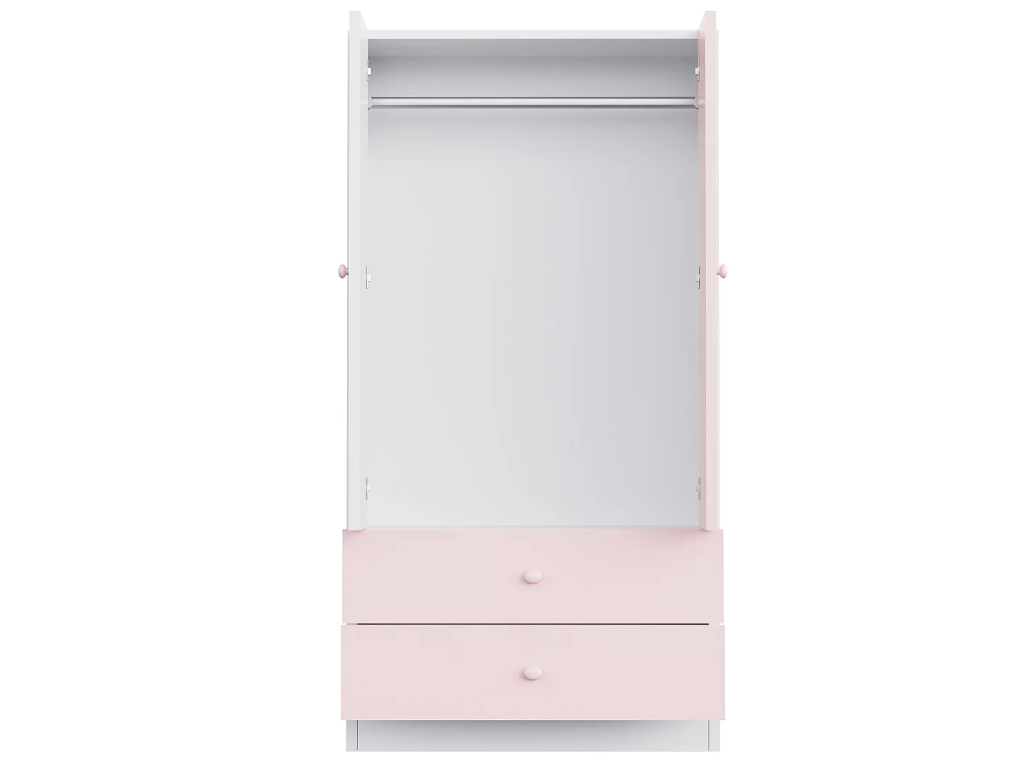 Armoire simple 70 × 40 × 170 cm avec 2 tiroirs - Blanc et Rose