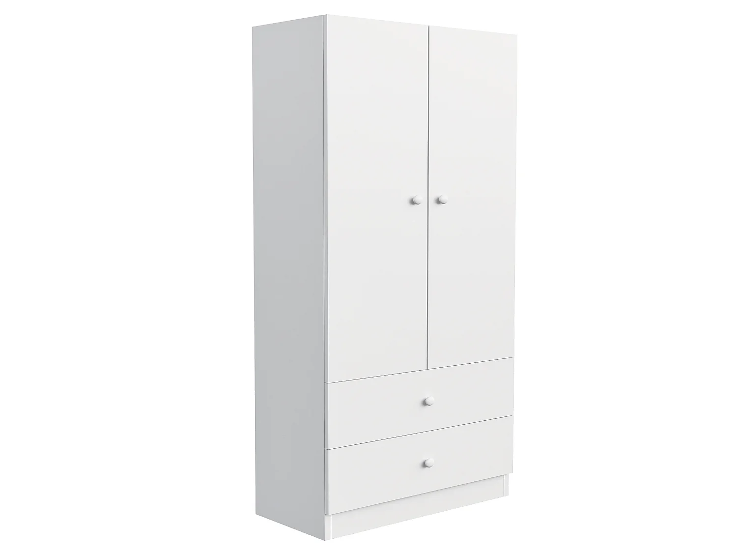 Armoire simple 70 × 40 × 170 cm avec 2 tiroirs - Blanc