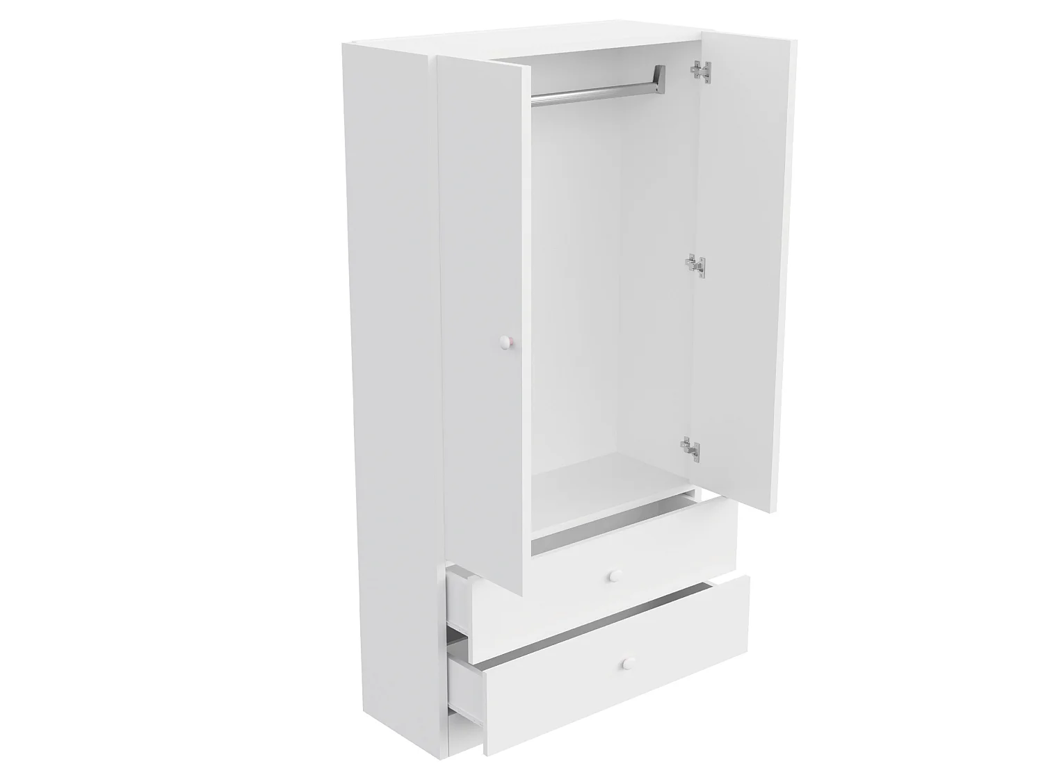 Armoire simple 70 × 40 × 170 cm avec 2 tiroirs - Blanc