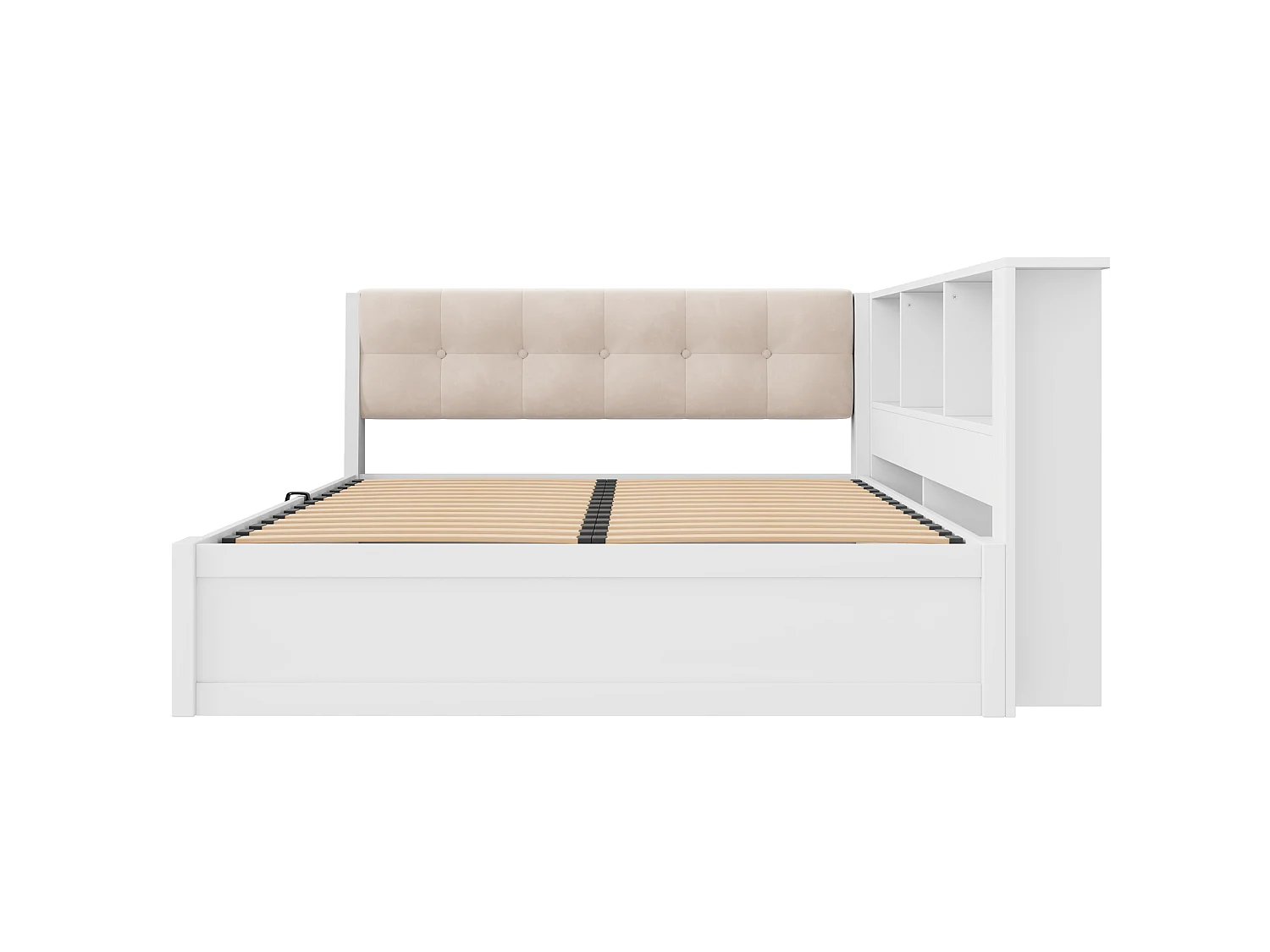 Lit coffre 140 x 200 cm avec bande LED et port USB - Lit banquette en pin blanc