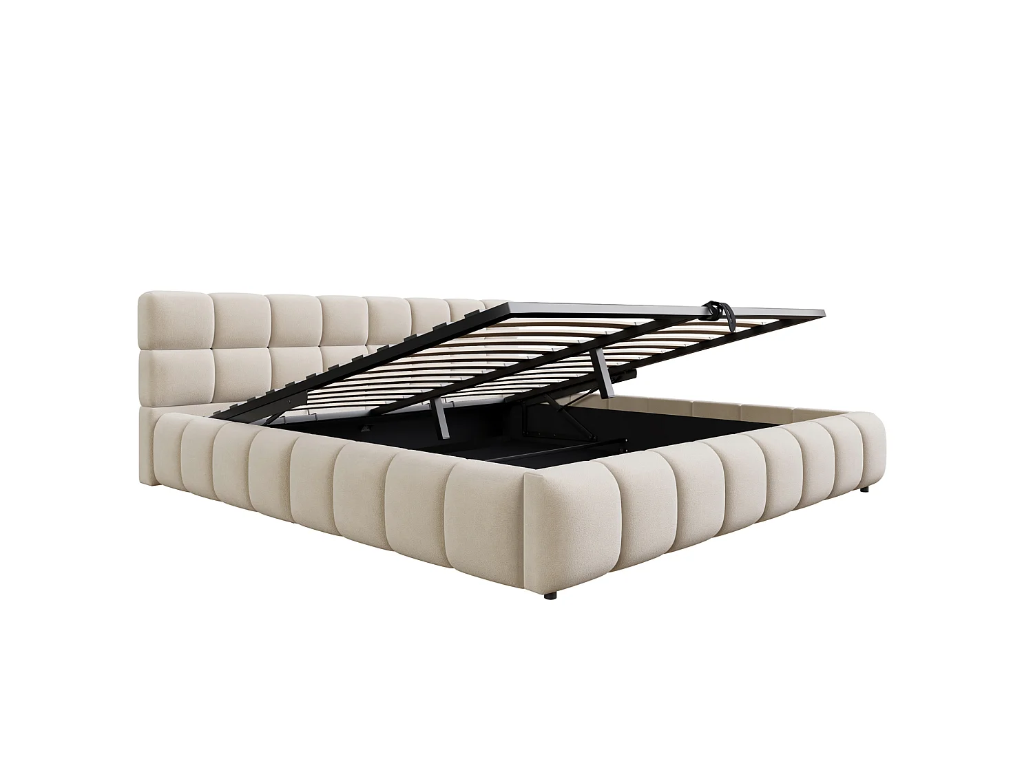 Letto contenitore per adulti 160 x 200 cm con striscia luminosa - Velluto beige
