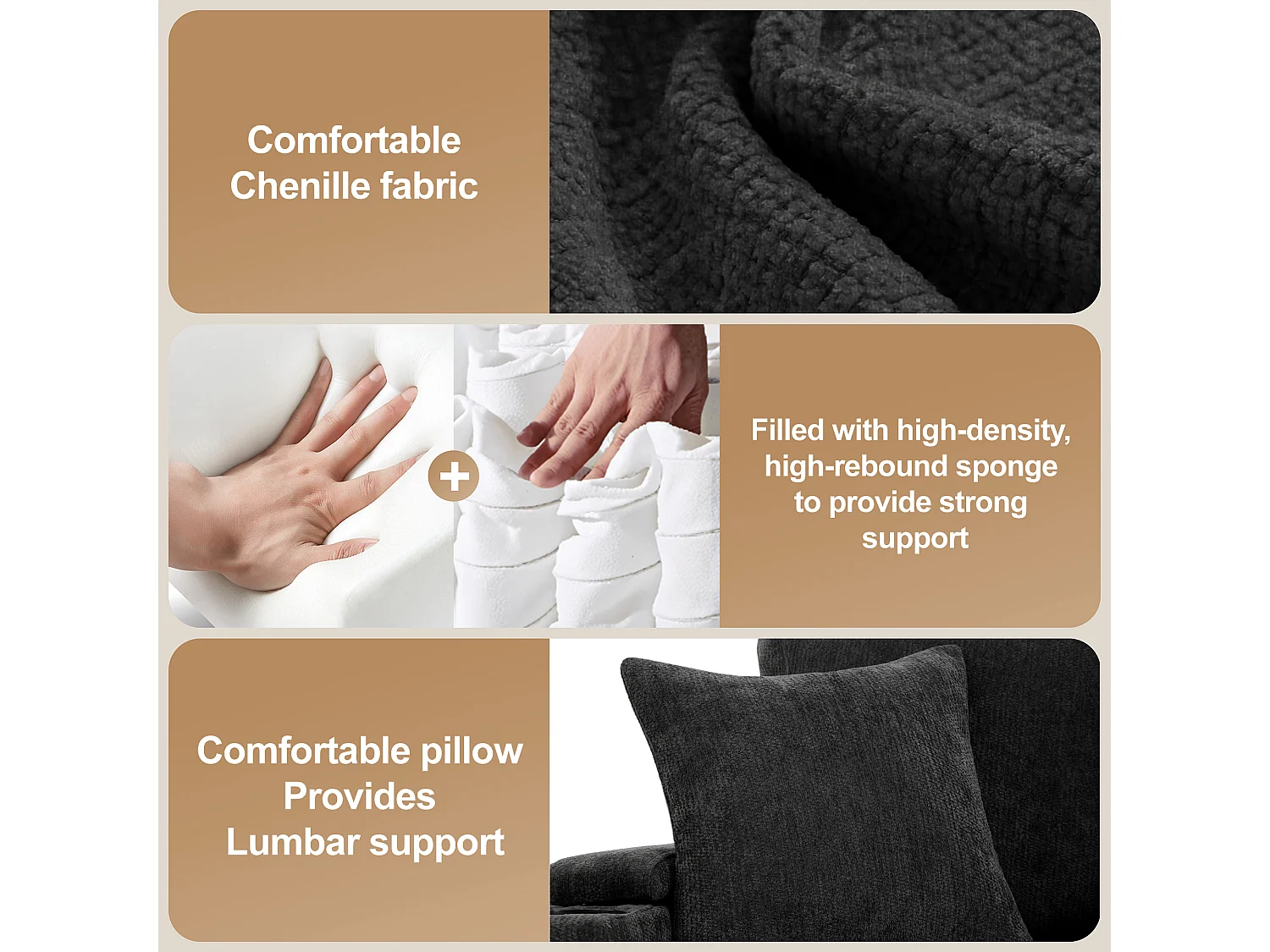 L-shaped retractable corner sofa - with storage space - with cup holder - USB charging port - with cushions - grey